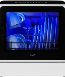 HAVA Countertop Dishwasher, 6 Programs Portable Dishwasher with Water Tank | No Hookup Needed, 167 °F High-Temperature Washing, Baby Care & Hot Air Drying Function for Homes, Apartments and RVs