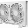 Comfort Zone 9-Inch Twin Window Fan with 2-Speed Independent 180° Rotating Fan Heads, Auto-Locking Expanders & Removable Bug Screen, for Fresh Air Intake or Warm Air Exhaust, Ideal for Home & Office