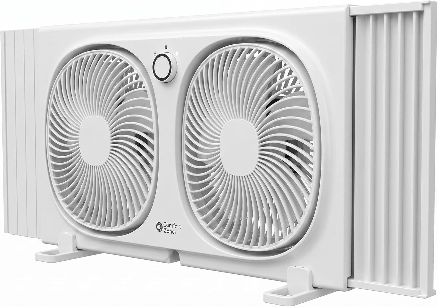 Comfort Zone 9-Inch Twin Window Fan with 2-Speed Independent 180° Rotating Fan Heads, Auto-Locking Expanders & Removable Bug Screen, for Fresh Air Intake or Warm Air Exhaust, Ideal for Home & Office Comfort Zone 9-Inch Twin Window Fan with 2-Speed Independent 180° Rotating Fan Heads, Auto-Locking Expanders & Removable Bug Screen, for Fresh Air Intake or Warm Air Exhaust, Ideal for Home & Office