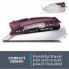 Rowenta Travel Iron, Pro Compact Stainless Steel Soleplate Hand Held Steamer Iron for Clothes, 200 Microsteam Holes, 1000 Watts Ironing, Fabric Steamer, Dual Voltage, Mini Iron, Purple, DA1560