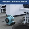 ALORAIR 600 CFM Air Mover Blower Fan for Industrial, Workshop, and Home Use - 3 Speeds, 5 Adjustable Angles and Daisy Chain - Ideal for Water Damage Restoration and Plumbing - GF600A Blue