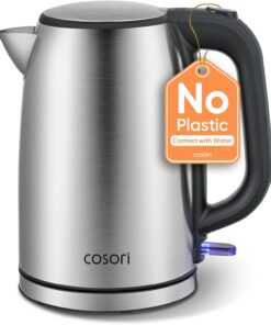 Cosori Stainless Steel Electric Kettle, No Plastic Contact with Water, 1.7L | Easy to Clean, Auto Shut-Off, Boil-Dry Protection, Tea Kettle, Hot Water Boiler, 1500W