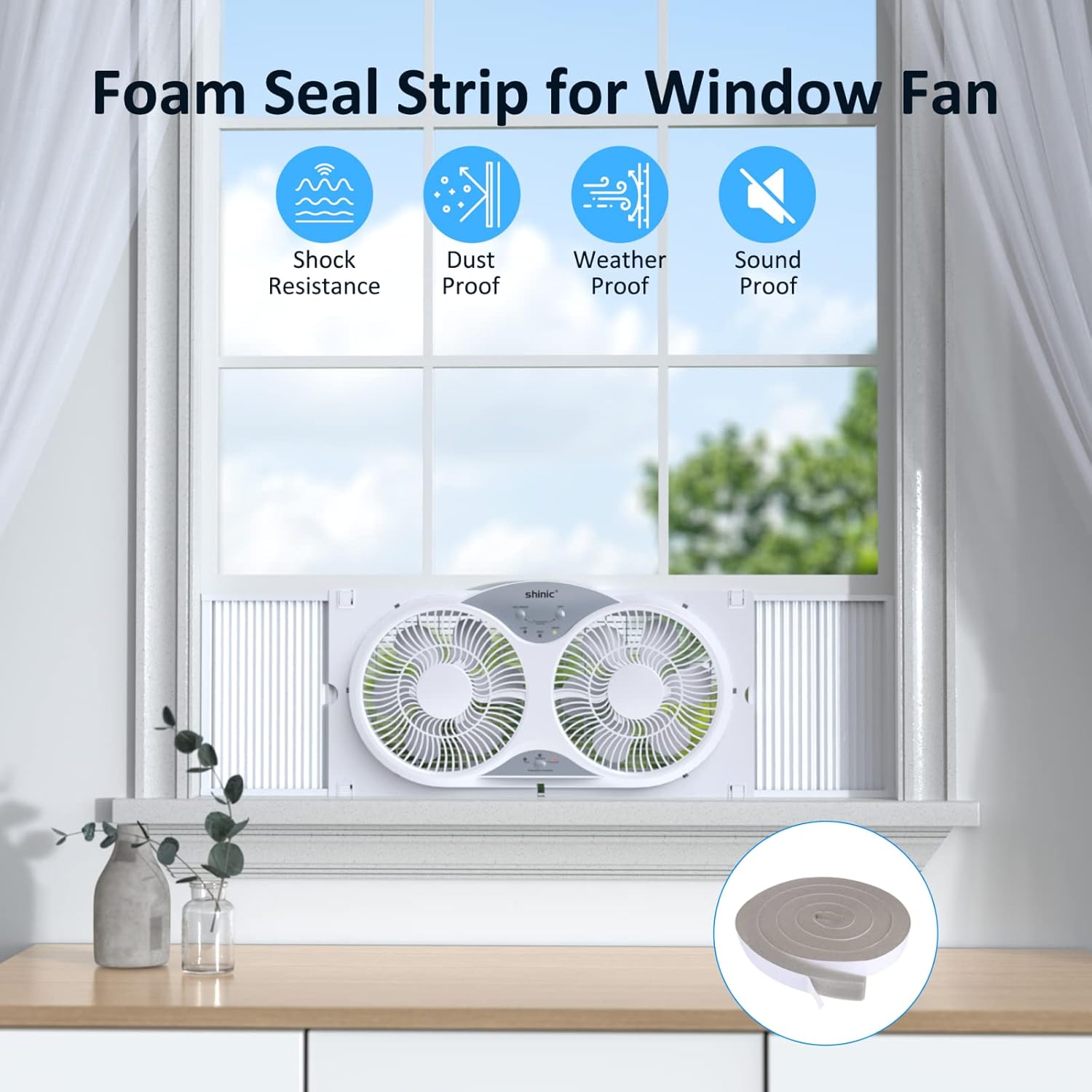 shinic Window Fan, 2026 Updated Quiet Window Exhaust Fan. Reversible Airflow, 9" Blades, Full Remote Control, 3 Functions 3 Speeds. Adjustable Width 23.8"-37", for Bathroom & Kitchen, ETL Certified shinic Window Fan, 2026 Updated Quiet Window Exhaust Fan. Reversible Airflow, 9" Blades, Full Remote Control, 3 Functions 3 Speeds. Adjustable Width 23.8"-37", for Bathroom & Kitchen, ETL Certified - Image 8