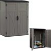 Suncast Outdoor Storage Cabinet Waterproof Resin Vertical Outdoor Storage Shed (54 cu. ft.) for Patio, Garden Tools, Cushions, & Equipment. Weatherproof Plastic Multi-Wall Design, Capacity Made in USA