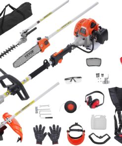 VEVOR 5-in-1 26cc 2 Cycle Gas Powered Dual Sided Hedge Trimmer, Weed Eater, String Trimmer, Edger, Pole Saw Chainsaw Pruner with EPA, CE and EMC Certification