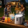 EUHOMY Ice Maker Countertop, 9 Cubes Ready in 6 Mins, 26lbs/24H, Self-Cleaning, Portable Ice Maker Machine with Carry Handle, Basket and Scoop, 2 Sizes of Bullet Ice for Home, Kitchen, Office
