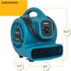 XPOWER P-80A Mini Mighty 138 W 600 CFM Centrifugal Air Mover, Carpet Dryer, Floor Fan, Blower, Stackable, Daisy Chain, for Water Damage Restoration, Janitorial, Plumbing, Home Use