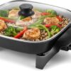 Elite Gourmet Ceralast PFAS-Free Ceramic Electric Skillet, 1200W, Dark Gray | Dishwasher Safe, Rapid Heat-Up Coating, 12"x12" Cooking Surface, Non-Stick for Everyday Meals - 2.15" Deep Design