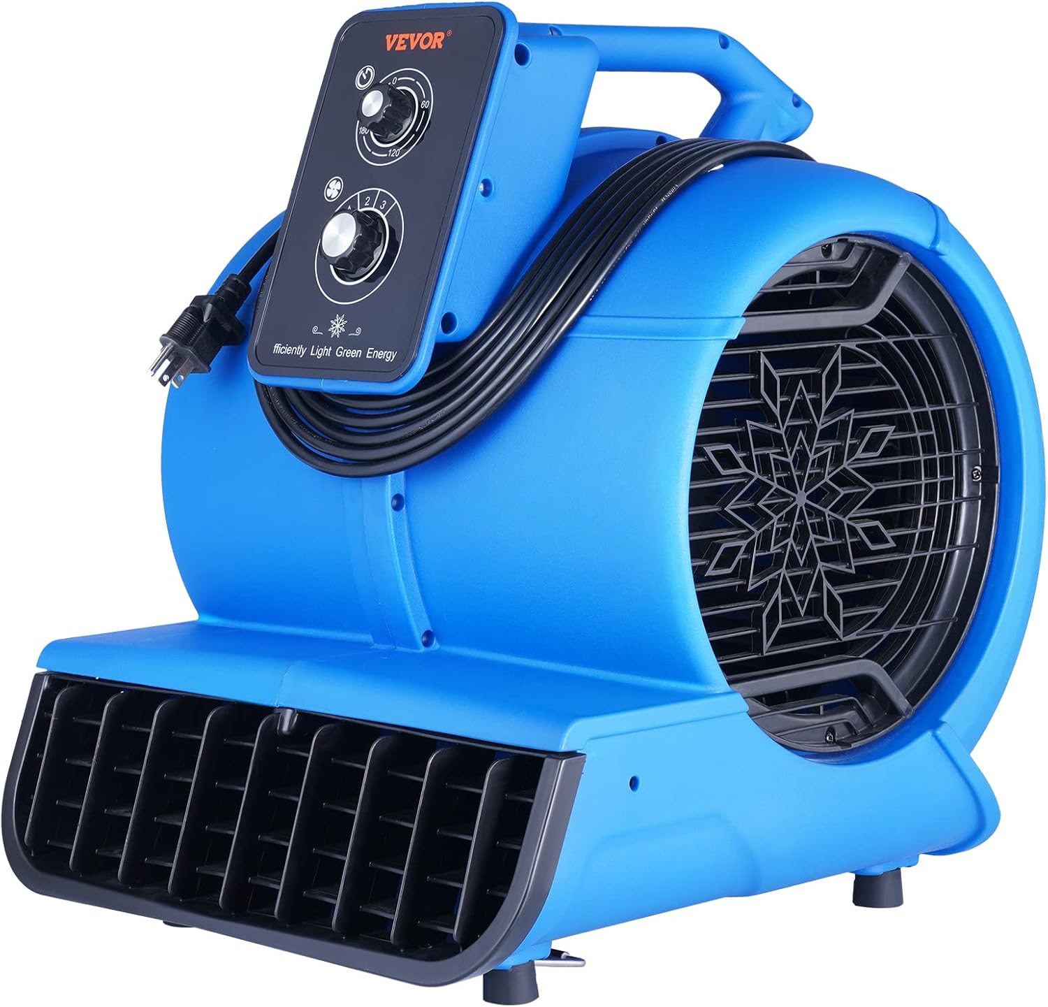 VEVOR Air Mover, 1/2 HP 2600 CFM Carpet Dryer for Cooling and Ventilating, Portable Floor Blower Fan with 4 Blowing Angles and Time Function, for Janitorial, Home, Commercial Use VEVOR Air Mover, 1/2 HP 2600 CFM Carpet Dryer for Cooling and Ventilating, Portable Floor Blower Fan with 4 Blowing Angles and Time Function, for Janitorial, Home, Commercial Use - Image 9