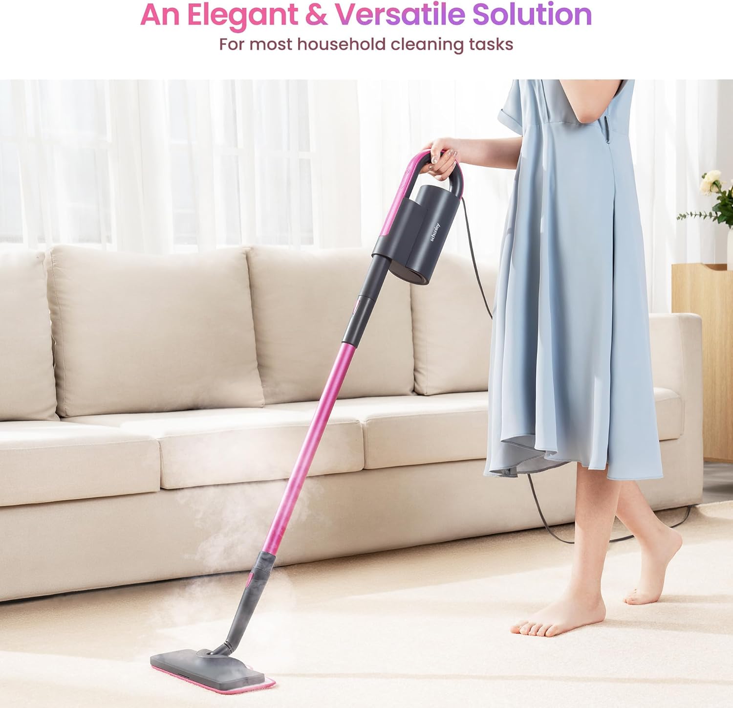 Schenley Steam Mop Cleaner with Detachable Handheld Steamer for Cleaning Hardwood, Laminate Floor, Tiles and Grout, with 14-in-1 Multi-purpose Accessories and Washable Microfiber Pads Schenley Steam Mop Cleaner with Detachable Handheld Steamer for Cleaning Hardwood, Laminate Floor, Tiles and Grout, with 14-in-1 Multi-purpose Accessories and Washable Microfiber Pads - Image 3