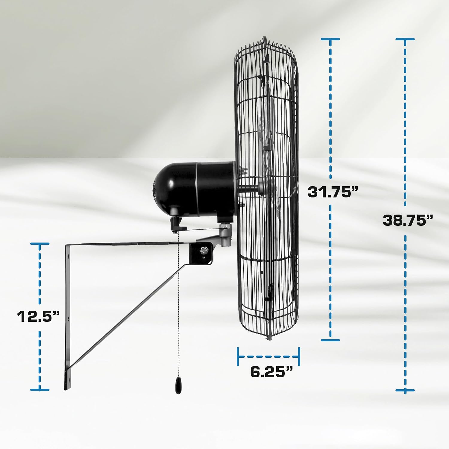 Hurricane 30" Pro Commercial Grade Oscillating Wall Mount Fan, Black - Heavy-Duty All-Metal Corded Electric Air Cooling Unit for Home, Garage, Greenhouse, or Workshop Hurricane 30" Pro Commercial Grade Oscillating Wall Mount Fan, Black - Heavy-Duty All-Metal Corded Electric Air Cooling Unit for Home, Garage, Greenhouse, or Workshop - Image 3