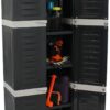 Sunnydaze 72" H Resin Garage Storage Cabinet - Garage Cabinet with Lockable Doors and Adjustable Shelves - Freestanding Utility Storage for Laundry Room, Office, Basement - Charcoal/Gray Trim