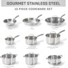 T-fal Gourmet 15-Piece Stainless Steel Pots and Pans Set, Induction Compatible