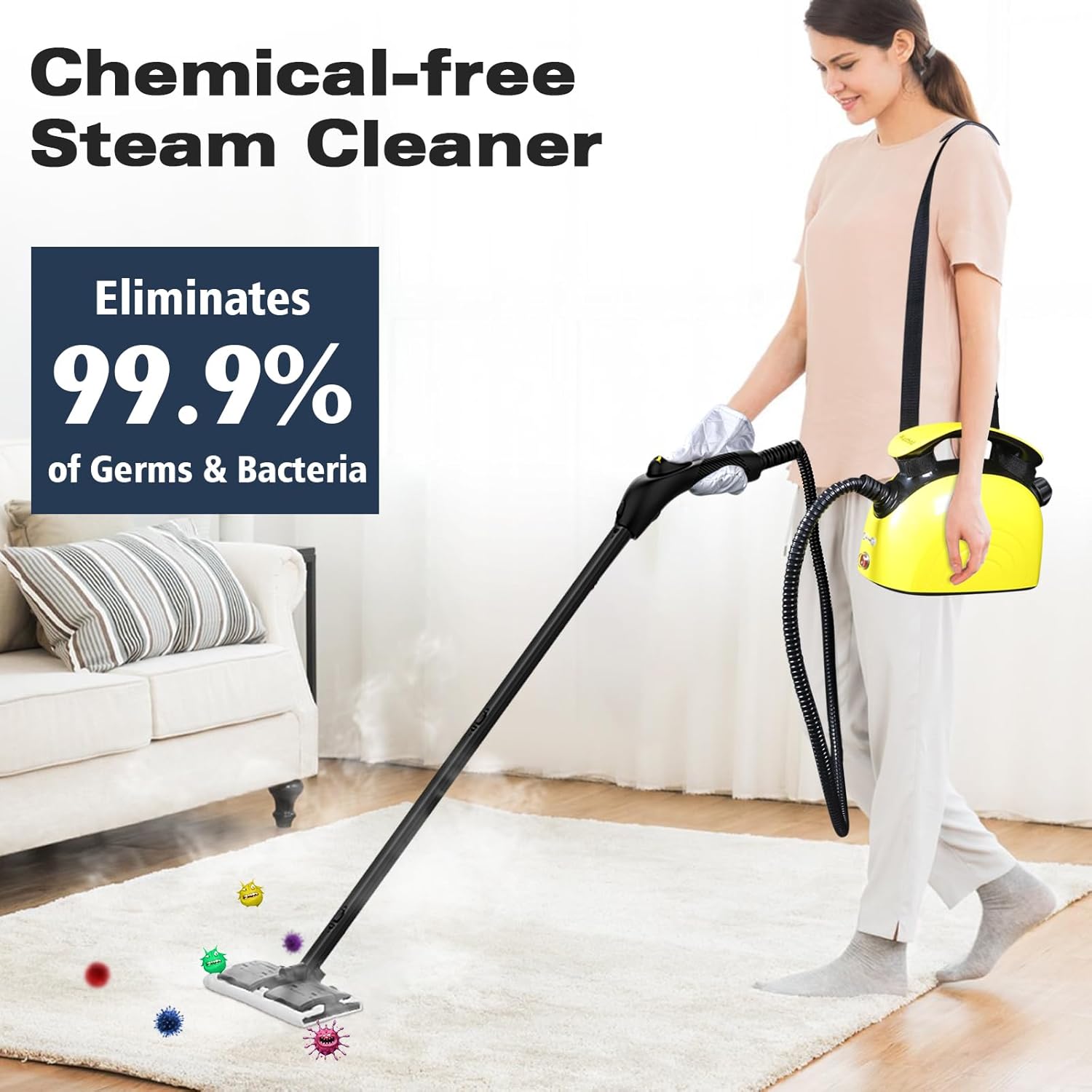Steam Cleaner, Multipurpose Powerful Steamer with 21 Accessories, 248°F High-Temperature Steam for Floors, Grout, Tiles, Carpet, Cars - Portable 1.08L Tank, Child Lock, Chemical-Free Cleaning (Yellow) Steam Cleaner, Multipurpose Powerful Steamer with 21 Accessories, 248°F High-Temperature Steam for Floors, Grout, Tiles, Carpet, Cars - Portable 1.08L Tank, Child Lock, Chemical-Free Cleaning (Yellow) - Image 2