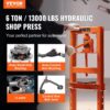 VEVOR Hydraulic 6 Ton H-Frame Garage Floor Adjustable Shop Press with Plates, 6T, Orange