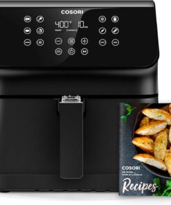 Cosori 12-in-1 Air Fryer 5.8QT, Toast, Bake, Nutrition Facts for 100+ In-App Recipes, AdaptIQ Tech Fast Cook, for Main & Side Dishes, Snacks, Leftovers, Detachable Square Basket, Dishwasher Safe