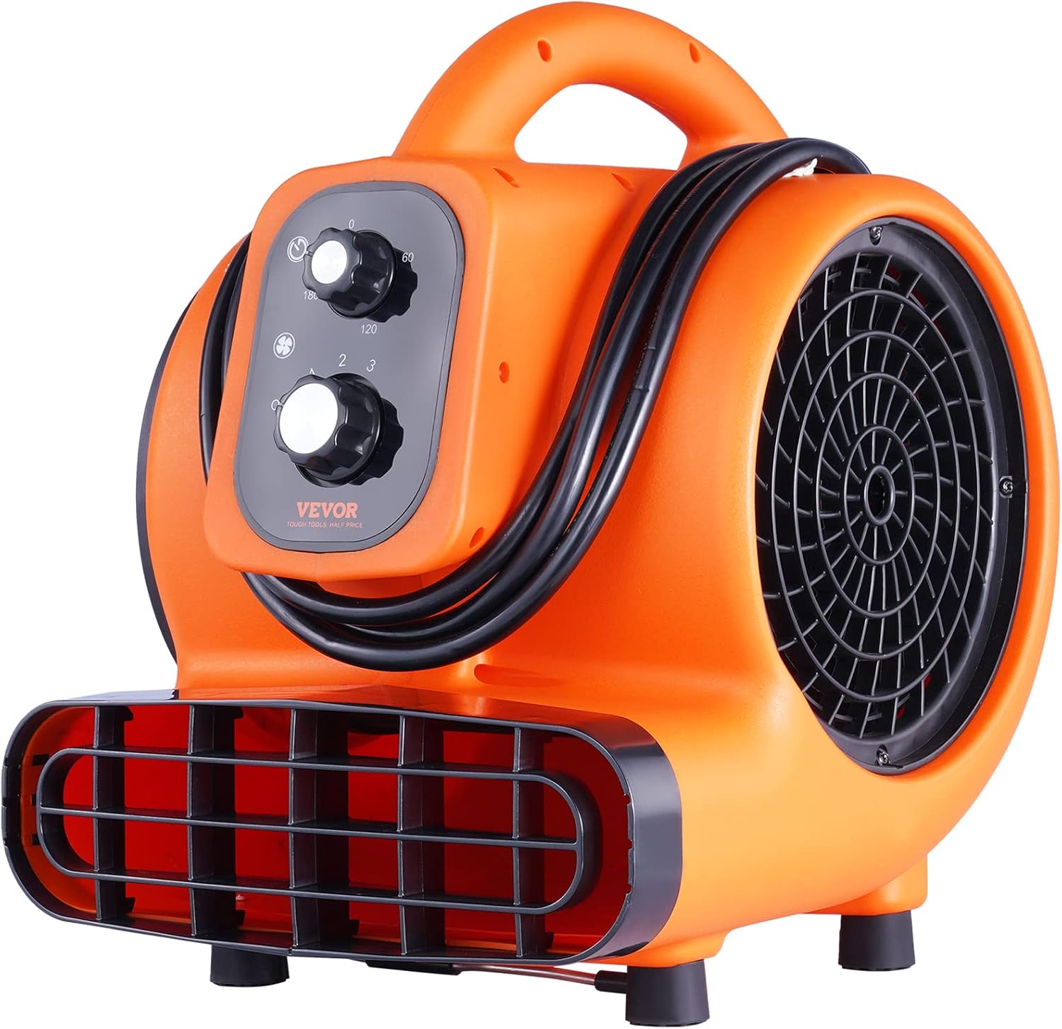 VEVOR Air Mover, 1/4 HP 1000 CFM Carpet Dryer for Cooling and Ventilating, Portable Floor Blower Fan with 4 Blowing Angles and Time Function, for Janitorial, Home, Commercial Use VEVOR Air Mover, 1/4 HP 1000 CFM Carpet Dryer for Cooling and Ventilating, Portable Floor Blower Fan with 4 Blowing Angles and Time Function, for Janitorial, Home, Commercial Use - Image 9