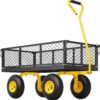VEVOR 900 Lbs Heavy Duty Steel Garden Cart, Garden Wagon Cart on Wheels, Outdoor Metal Yard Utility Wagon Carts with 10" Tires and Mesh Removable Sides(Convert to Flatbed) and 180°Rotating Handle