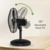 Holmes 12 Inch Oscillating Table Fan 3 Speeds 75 Degree Wide Angle Oscillation Adjustable 15 Degree Tilt Quiet Operation Home Office Bedroom Kitchen Black
