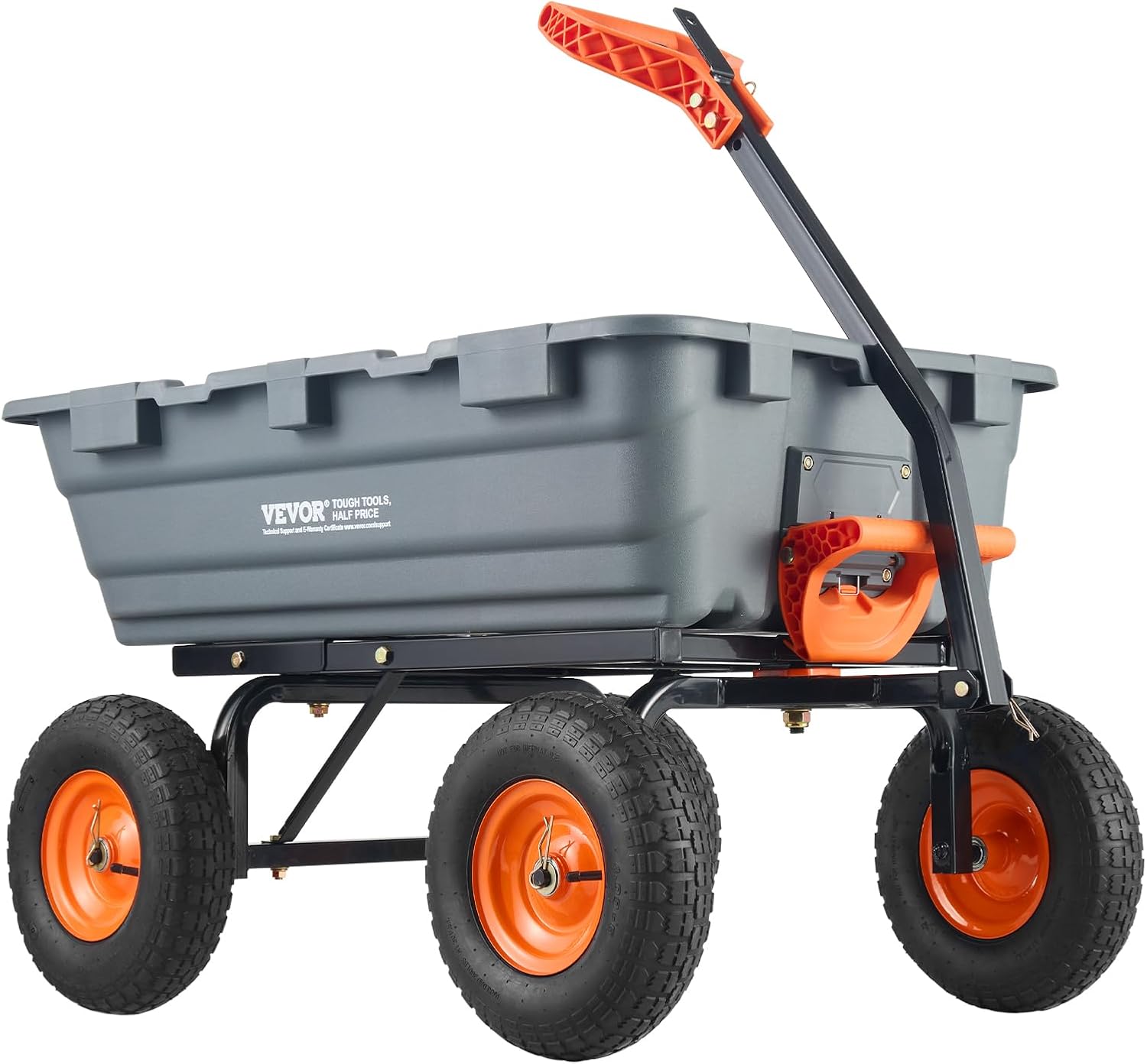 VEVOR Heavy Duty 1200lbs 7 Cu.Ft Wheelbarrow Garden Dump Cart Wagon | 2-in-1 Convertible Handle to Trailer For ATV Mower Tractor, 13in All Terrain Wheels VEVOR Heavy Duty 1200lbs 7 Cu.Ft Wheelbarrow Garden Dump Cart Wagon | 2-in-1 Convertible Handle to Trailer For ATV Mower Tractor, 13in All Terrain Wheels