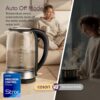Cosori Electric Kettle, No Plastic Contact with Water, 1.7L, Black | Wide Opening, Easy to Clean, Auto Shut-Off, Boil-Dry Protection, Tea Kettle, Hot Water Boiler, Borosilicate Glass, 1500W