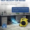 ALORAIR 600 CFM Air Mover Blower Fan for Industrial, Workshop, and Home Use - 3 Speeds, 5 Adjustable Angles and Daisy Chain - Ideal for Water Damage Restoration and Plumbing - GF600A Yellow ALORAIR 600 CFM Air Mover Blower Fan for Industrial, Workshop, and Home Use - 3 Speeds, 5 Adjustable Angles and Daisy Chain - Ideal for Water Damage Restoration and Plumbing - GF600A Yellow