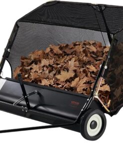 VEVOR 52 in Tow Behind Lawn Sweeper, 26 cu.ft. Large Yard Sweeper, Adjustable Sweeping Height, Heavy Duty Leaf & Grass Collector with Dumping Rope, Pull Behind Sweepers for Debris Grass Clippings