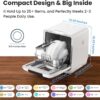 COMFEE' Countertop Dishwasher, Portable Dishwasher with 6L Built-in Water Tank, Mini Dishwasher with More Space Inside, 7 Programs, UV Hygiene& Auto Door Open, for Apartments, Dorms& RVs, White