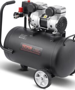 VEVOR Air Compressor, 8 Gallon Steel Tank, 1HP 2.2 CFM@90 PSI Oil Free Air Compressor & Max. 120PSI Pressure, 80dB Ultra Quiet Portable Compressor, for Auto Repair, Tire Inflation, Spray Painting