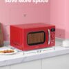 COMFEE' Retro Microwave Oven, 0.7 Cu.Ft, 700W, Red, 9 Preset Menus