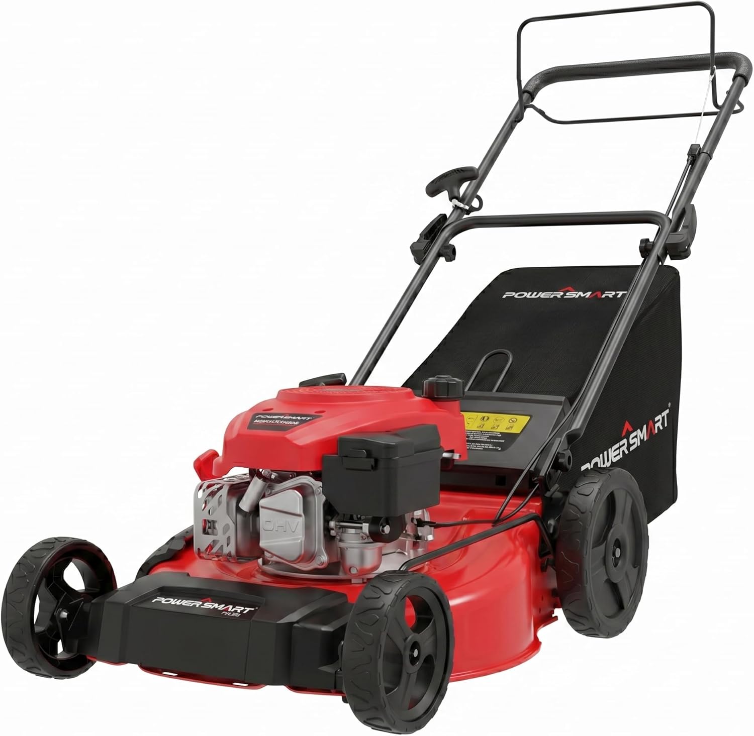 PowerSmart 21" Self-Propelled Gas Lawn Mower | 170cc OHV Engine | Rear-Wheel Drive for Slopes | 3-in-1 Bag, Mulch & Discharge | 6 Cutting Heights | Durable Steel Deck| Rear-Wheel Drive | Medium Yard