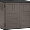 Suncast Outdoor Storage Shed for Backyard and Garden, Horizontal, 4' x 2.5', Stoney Grey - Portable Utility Deck and Cabinet for Tools, Equipment, and Garbage