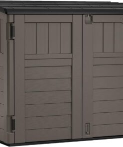 Suncast Outdoor Storage Shed for Backyard and Garden, Horizontal, 4' x 2.5', Stoney Grey - Portable Utility Deck and Cabinet for Tools, Equipment, and Garbage