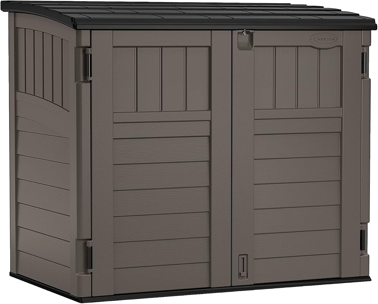 Suncast Outdoor Storage Shed for Backyard and Garden, Horizontal, 4' x 2.5', Stoney Grey - Portable Utility Deck and Cabinet for Tools, Equipment, and Garbage Suncast Outdoor Storage Shed for Backyard and Garden, Horizontal, 4' x 2.5', Stoney Grey - Portable Utility Deck and Cabinet for Tools, Equipment, and Garbage
