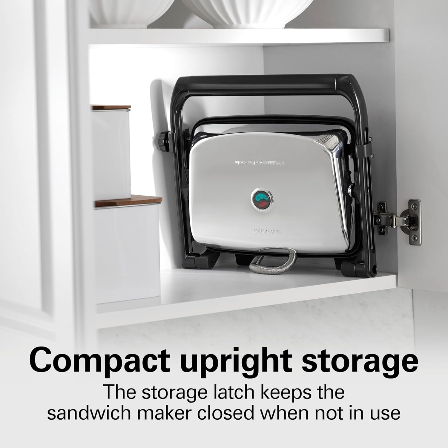 Hamilton Beach Panini Press, Sandwich Maker & Electric Indoor Grill | Floating Hinge Evenly Cooks Any Sandwich | Locking Lid | PFAS-Free Non-Stick 8" x 10" Grids | Chrome Hamilton Beach Panini Press, Sandwich Maker & Electric Indoor Grill | Floating Hinge Evenly Cooks Any Sandwich | Locking Lid | PFAS-Free Non-Stick 8" x 10" Grids | Chrome - Image 6