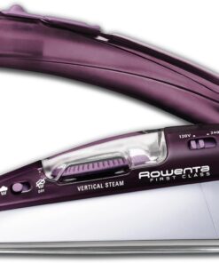 Rowenta Travel Iron, Pro Compact Stainless Steel Soleplate Hand Held Steamer Iron for Clothes, 200 Microsteam Holes, 1000 Watts Ironing, Fabric Steamer, Dual Voltage, Mini Iron, Purple, DA1560