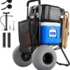 VEVOR Beach Dolly with Big Wheels for Sand, 18" x 15" Cargo Deck, Folding Sand Cart with 12" Balloon Wheels, 165 lbs Loading Capacity & 34" to 45" Adjustable Height, Heavy Duty Cart for Beach Camping