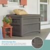 Suncast Outdoor Storage Box - 73 Gallon Stoney Resin Deck Box with Wheels, Handles, and Seat, Heavy-Duty Indoor/Outdoor Storage Bench for Patio Cushions, Shoes, Pool & Garden Gear