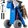VEVOR Beach Cart with Large Wheels for Sand, 165 lbs Load Capacity, Heavy Duty Folding Beach Wagon with 12" Balloon Wheels, Insulated Cooler Bag, Umbrella Holder, Holds 4 Chairs for Camping & Fishing