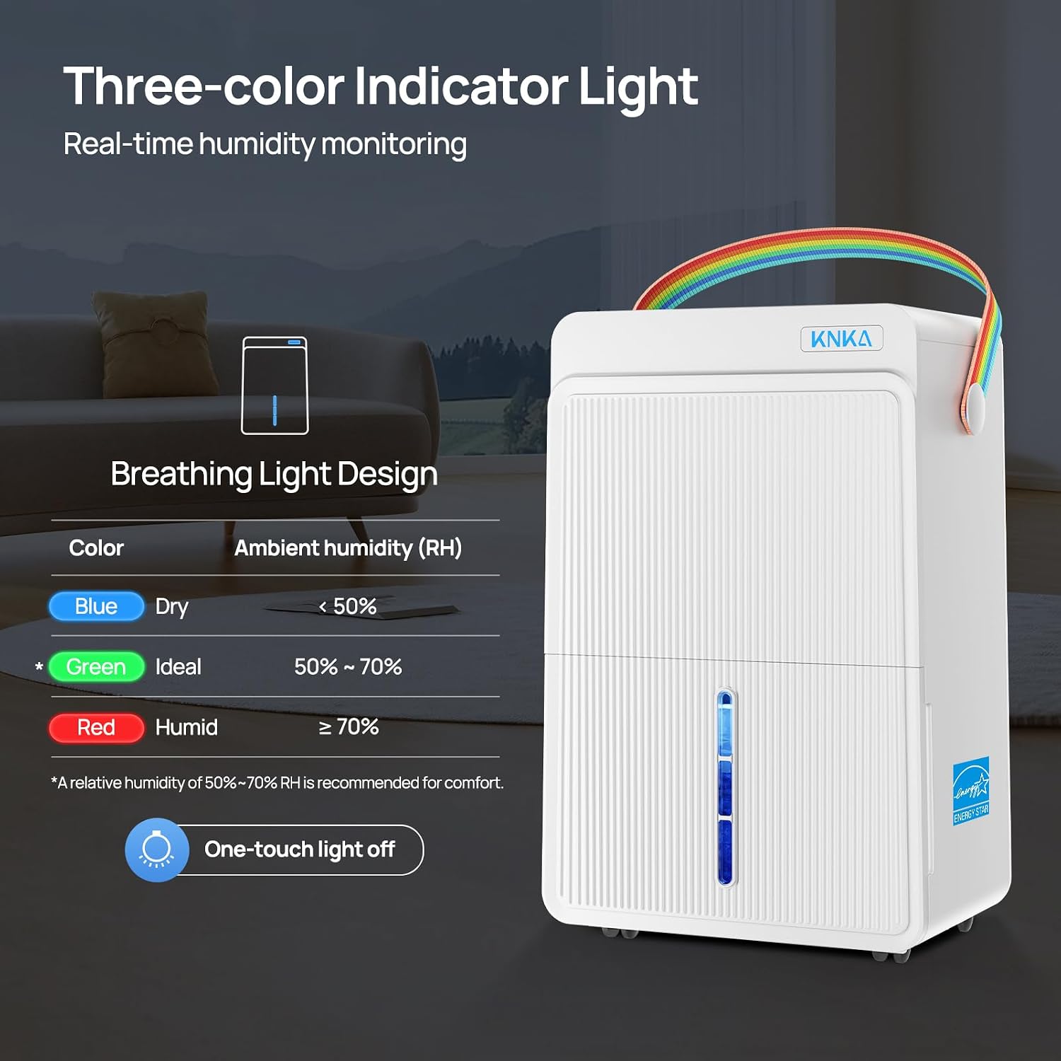 KNKA Energy Star 4500 Sq.Ft Dehumidifier for Basement, Max 80 Pint/Day | Dehumidifier with Drain Hose, Dehumidifiers for Home, Bedroom, Bathroom, Large Room, Smart Humidity Control, Sleep Mode KNKA Energy Star 4500 Sq.Ft Dehumidifier for Basement, Max 80 Pint/Day | Dehumidifier with Drain Hose, Dehumidifiers for Home, Bedroom, Bathroom, Large Room, Smart Humidity Control, Sleep Mode - Image 7