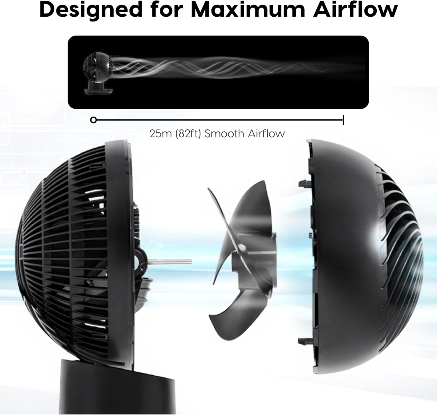 IRIS USA WOOZOO Air Circulator Fan with Remote, Oscillating Table Fan, 8 Speeds, 82ft Max Air Distance, 65° Tilt, Ultra Quiet DC Motor, Small Desk Fan for Bedroom, Office, Dorm, Black IRIS USA WOOZOO Air Circulator Fan with Remote, Oscillating Table Fan, 8 Speeds, 82ft Max Air Distance, 65° Tilt, Ultra Quiet DC Motor, Small Desk Fan for Bedroom, Office, Dorm, Black - Image 8