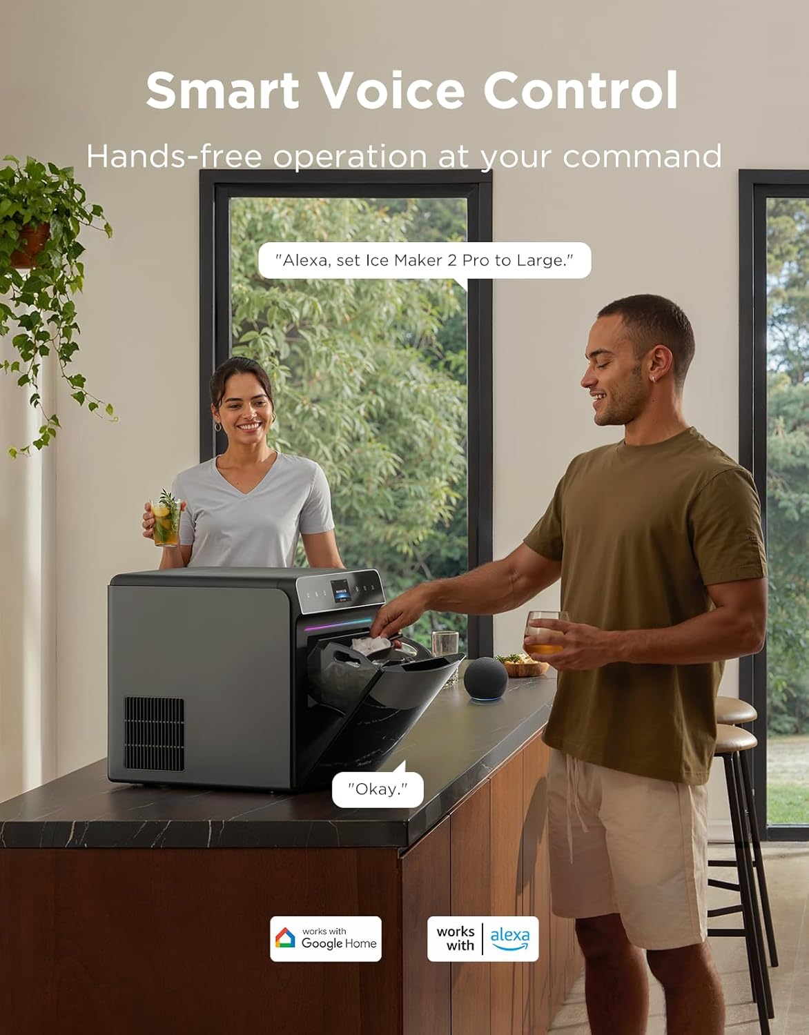 GoveeLife Smart Countertop Ice Maker 2 Pro, 3 Mins 9 Ice Cubes with 3 Sizes | 47lbs Daily, 40dB Quiet, Smart Pre-Cooling, App & Voice Control, Self-Clean, Dual Water Tanks for Home, Coffee, Party, Office GoveeLife Smart Countertop Ice Maker 2 Pro, 3 Mins 9 Ice Cubes with 3 Sizes | 47lbs Daily, 40dB Quiet, Smart Pre-Cooling, App & Voice Control, Self-Clean, Dual Water Tanks for Home, Coffee, Party, Office - Image 5