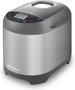 Elite Gourmet EBM8103SS Bread Maker, 3 Sizes, 19 Functions, Stainless Steel | Programmable 2 Lb Automatically Bakes Gluten-Free, White, Wheat, Rye, French and More Loaf Types at Home