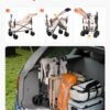 VEVOR 3-in-1 550lbs/220L Large Collapsible Folding Wagon, Convert to Bench, Foldable Beach Wagon with Wheels for Sand, Outdoor Utility Wagon for Groceries, Camping, Sports, Shopping