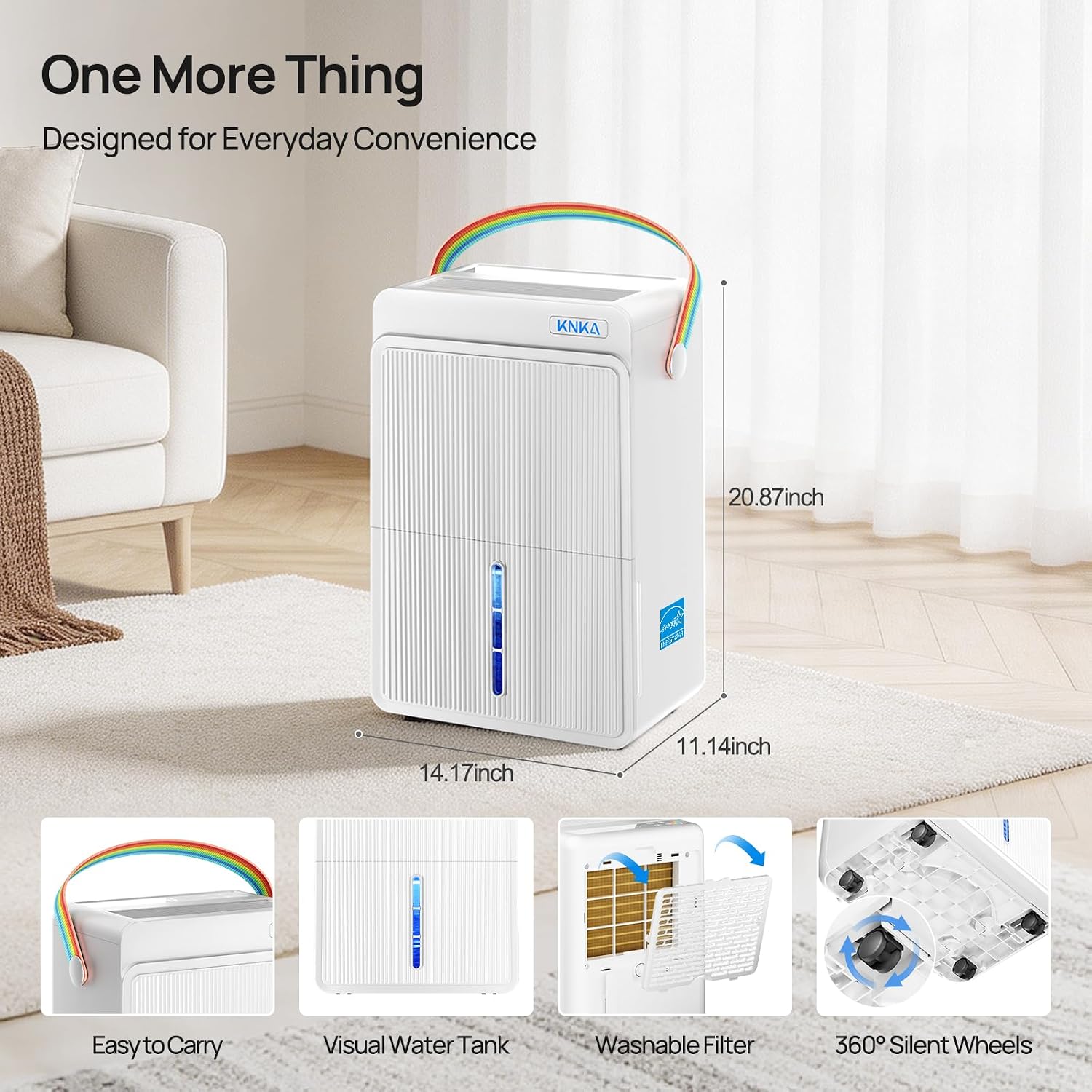 KNKA Energy Star 4500 Sq.Ft Dehumidifier for Basement, Max 80 Pint/Day | Dehumidifier with Drain Hose, Dehumidifiers for Home, Bedroom, Bathroom, Large Room, Smart Humidity Control, Sleep Mode KNKA Energy Star 4500 Sq.Ft Dehumidifier for Basement, Max 80 Pint/Day | Dehumidifier with Drain Hose, Dehumidifiers for Home, Bedroom, Bathroom, Large Room, Smart Humidity Control, Sleep Mode - Image 9