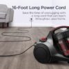 Eureka Bagless Canister Vacuum Cleaner, Lightweight Vac for Carpets and Hard Floors, Red, Whirlwind NEN110D