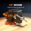 VEVOR Bench Vise, 4.5-inch Jaw Width 3.3-inch Jaw Opening, 240-Degree Swivel Locking Base Multipurpose Vise w/Anvil, Heavy Duty Cast Iron Workbench Vise w/Bolts & Nuts, for Drilling, Pipe Cutting