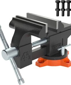 VEVOR Bench Vise, 4.5-inch Jaw Width 3.3-inch Jaw Opening, 240-Degree Swivel Locking Base Multipurpose Vise w/Anvil, Heavy Duty Cast Iron Workbench Vise w/Bolts & Nuts, for Drilling, Pipe Cutting
