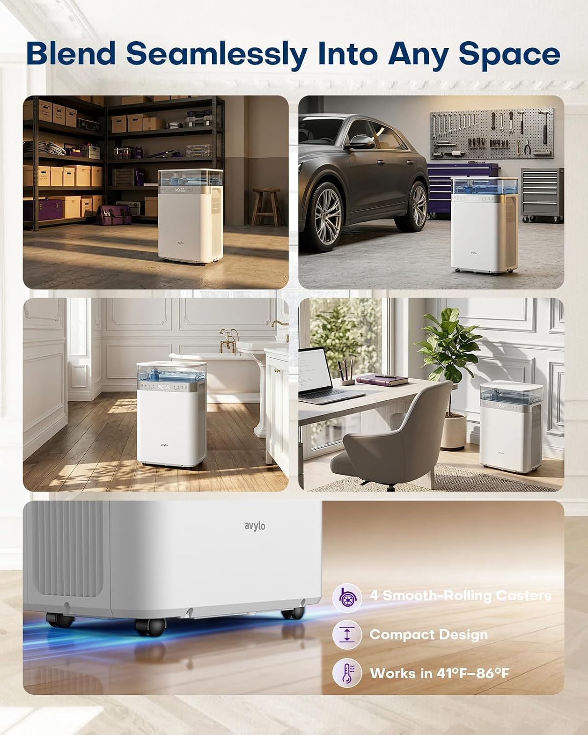 avylo Dehumidifier for Basement with Pump and Hose, Max 90 Pints/D, White | Energy Star Most Efficient 2025,5000 Sq.Ft Dehumidifier,Top Mounted 2.11Gal Tank,3 Drainage Option,Auto Shut Off,Auto Defrost avylo Dehumidifier for Basement with Pump and Hose, Max 90 Pints/D, White | Energy Star Most Efficient 2025,5000 Sq.Ft Dehumidifier,Top Mounted 2.11Gal Tank,3 Drainage Option,Auto Shut Off,Auto Defrost - Image 7