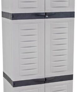 Sunnydaze 72" H Resin Garage Storage Cabinet - Garage Cabinet with Lockable Doors and Adjustable Shelves - Freestanding Utility Storage for Laundry Room, Office, Basement - Gray